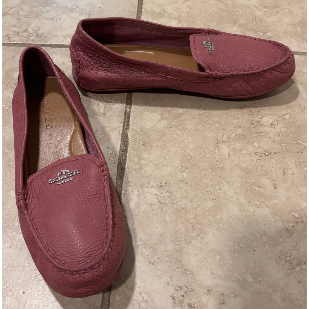 Coach Mary Lock Up Loafers Womens 9.5B Pink Pebbled Leather Slip On Flats - Picture 2 of 8